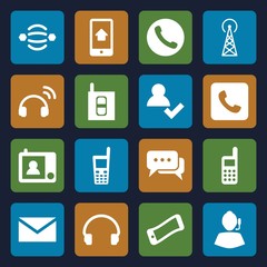 Set of 16 contact filled icons