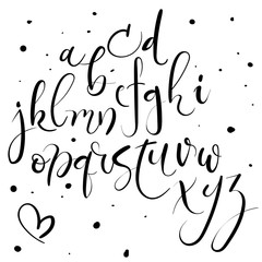 Hand lettering alphabet. Hand drawn letters. Modern calligraphy font. Vector
