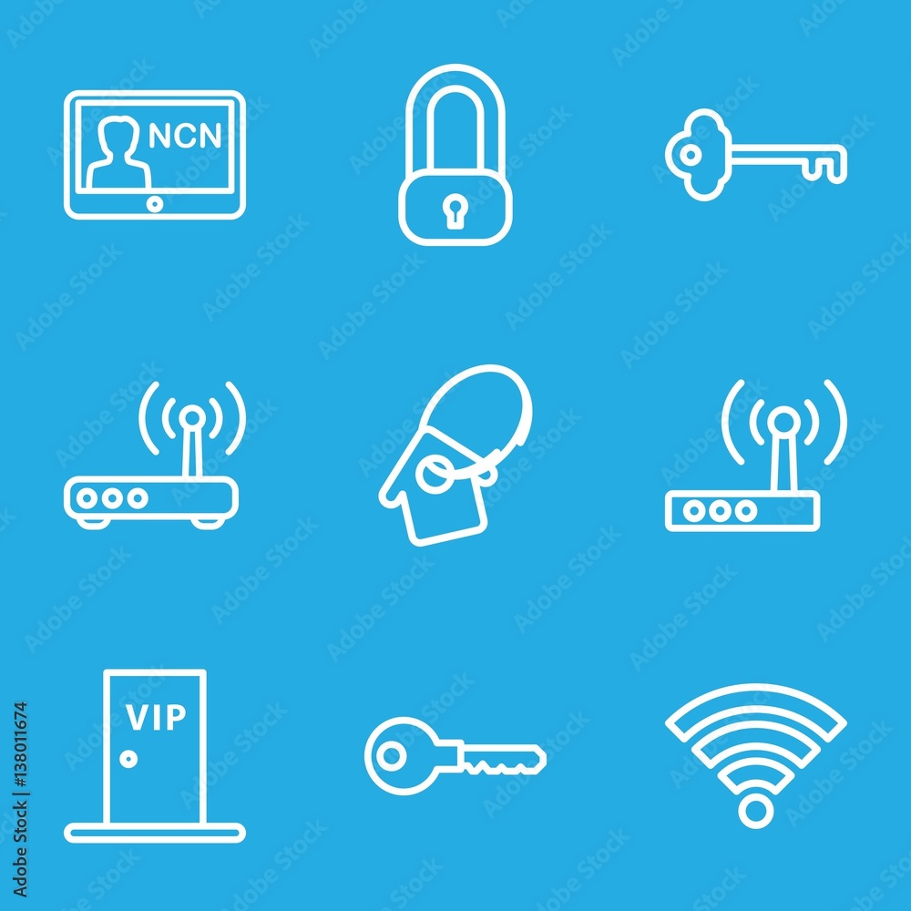 Poster set of 9 access outline icons