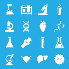 Set of 16 biology filled icons