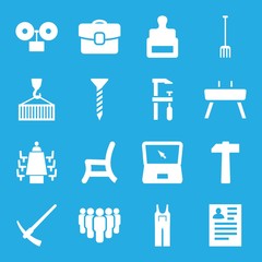 Set of 16 work filled icons