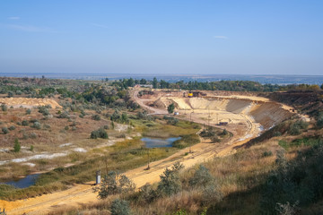 Fototapeta na wymiar Sand quarry near the town of Orikhiv in Zaporizhzhia region of Ukraine. September 2006