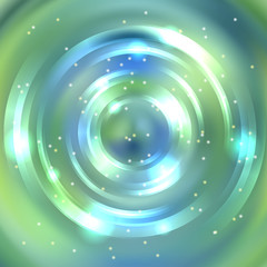 Abstract background with luminous swirling backdrop. Shiny swirl background. Intersection curves. Blue, green, white colors.
