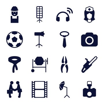 Set of 16 professional filled icons