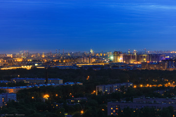 Night St. Petersburg. View from a skyscraper.