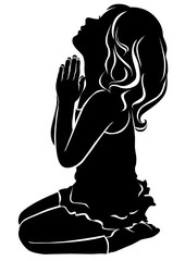 Silhouette girl praying