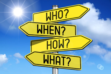Questions concept - yellow road-sign