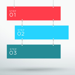 Fototapeta premium Infographic 3 Step Colourful Hanging Text Banners A