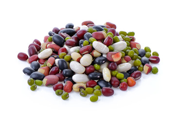 Five grains mix beans on white background