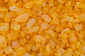 Yellow sea salt close-up background