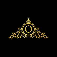 initial letter logo circle elegant gold