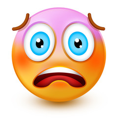 Cute screaming in fear-face emoticon or 3d fearful emoji shocked by a scared event, with wide eyes and an open mouth.