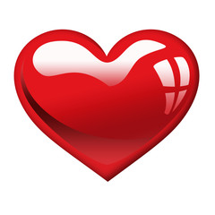 Glossy heart icon isolated on white background