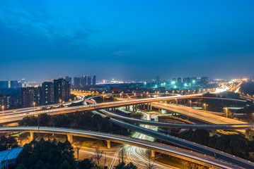 Fototapeta na wymiar Aerial View of Suzhou overpass at Night in China.