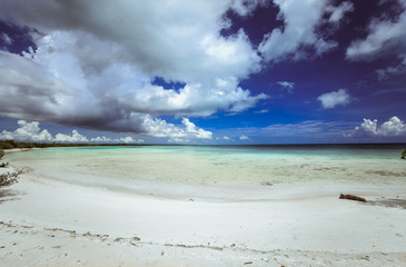 Nice gorgeous amazing beautiful view of Cuban Cayo Coco island beach lagoon on sunny pretty day 