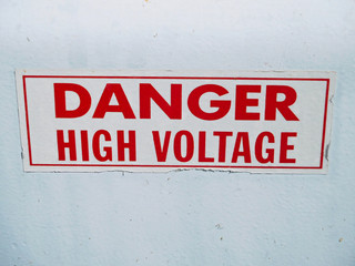 Danger High Voltage Sign on an Power Box