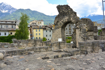 Ruins of the Roman Theatre in Aoste Italy