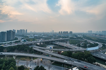 Fototapeta na wymiar Aerial View of Suzhou overpass in China.