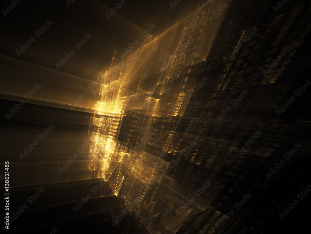 Poster abstract background element. three-dimensional composition of wave shapes, grids and beams. science 