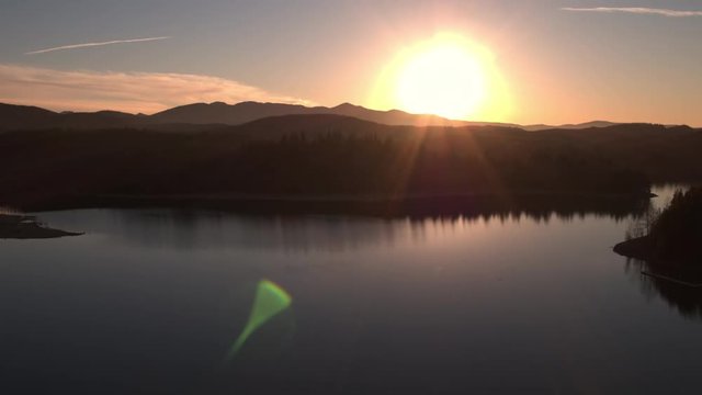 Aerial shots of Alder Lake at sunset