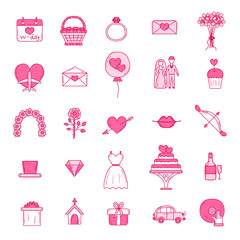 Wedding outline icons vector illustration.