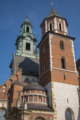 Fototapeta na wymiar Royal Wawel Castle in Krakow Poland with its gardens,towers and cathedral