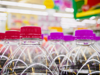 soft drinks bottles in supermarket