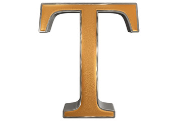 Uppercase letter T, isolated on white, 3D illustration