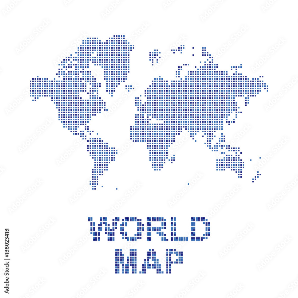 Poster abstract world map in a square dots. flat vector illustration eps 10