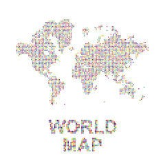 Abstract world map in a round and square dots. Flat vector illustration EPS 10