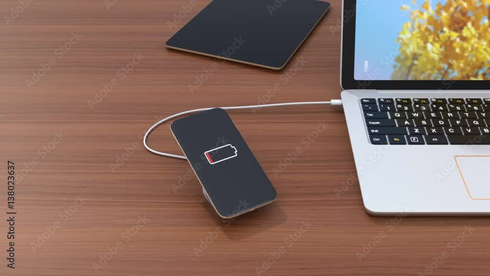 Aufkleber wireless smartphone charging concept. 3d rendering animation.