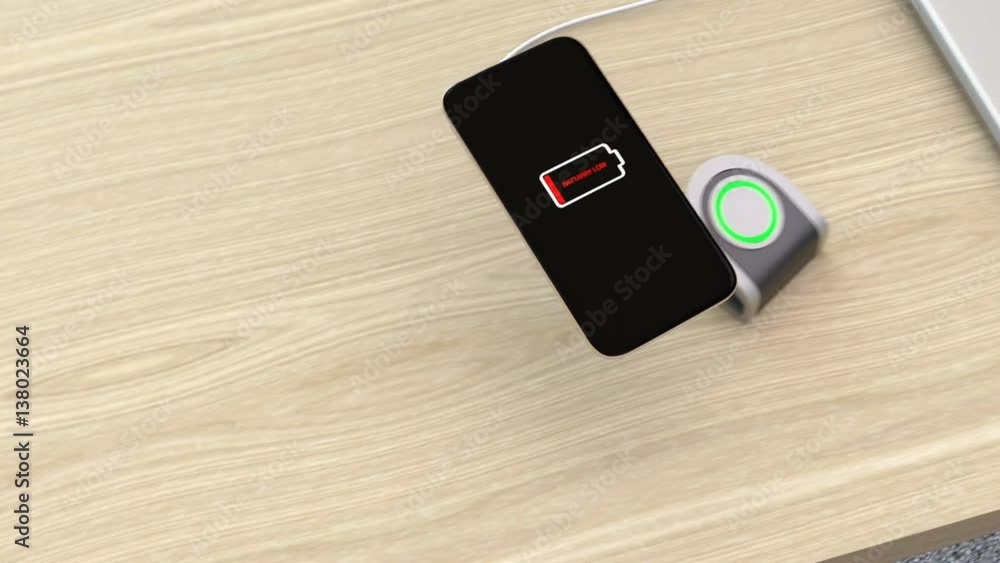 Aufkleber wireless smartphone charging concept. 3d rendering animation.