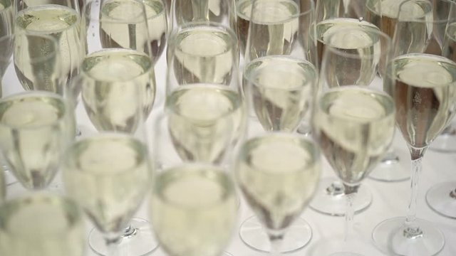 Chamagne in glasses on table
