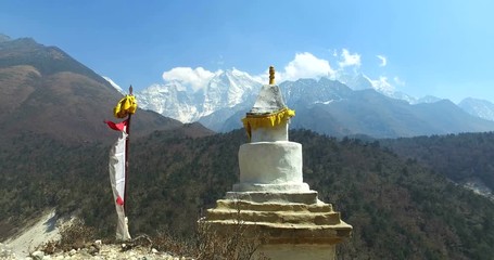 View in Himalayas, stupa, Nepal, the trek to Everest base camp. 