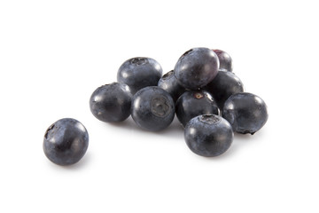 Blueberries on white