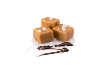 Carmel, sea salt and chocolate on white