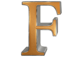 Uppercase letter F, isolated on white, 3D illustration