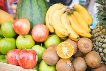 Naklejka na ściany i meble fresh fruits for sell in market