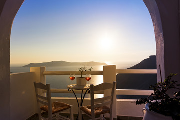 Sunset drinks in Santorini