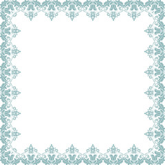 Classic vector square frame with arabesques and orient elements. Abstract ornament with place for text. Vintage pattern
