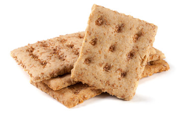 three grain crispbreads isolated on white background