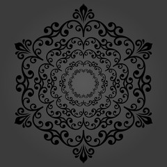 Elegant vector black round ornament in classic style. Abstract traditional pattern with oriental elements, Classic vintage pattern