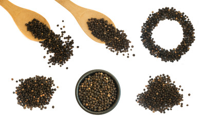 Set of Hot Black Pepper Seeds Isolated