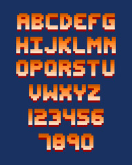 Pixel retro font computer game design vector illustration
