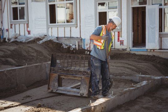 Construction worker working at construction site