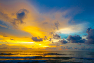 Fototapeta na wymiar sunset and beach. Beautiful sunset above the sea