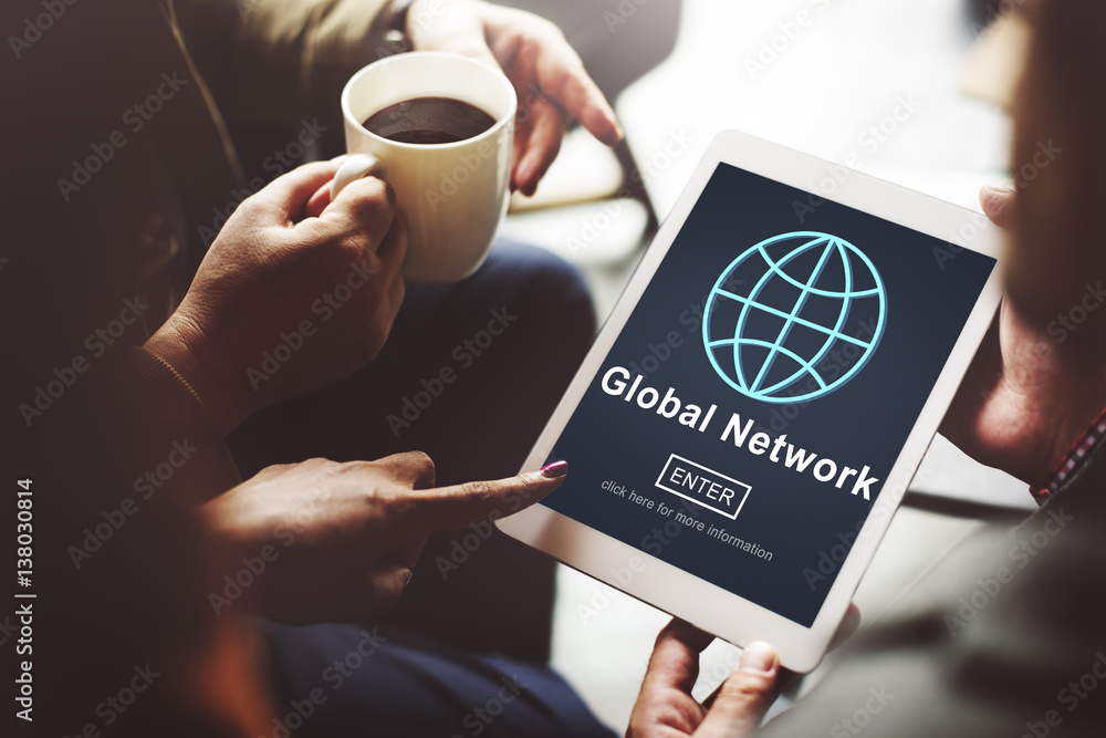 Poster global network connection social network technology internet concept