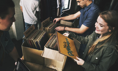 Vinyl Record Store Music Shopping Oldschool Classic Concept