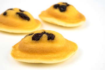 Egg cake, delicious dessert on white background,Thai dessert