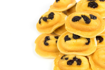 Egg cake, delicious dessert on white background,Thai dessert